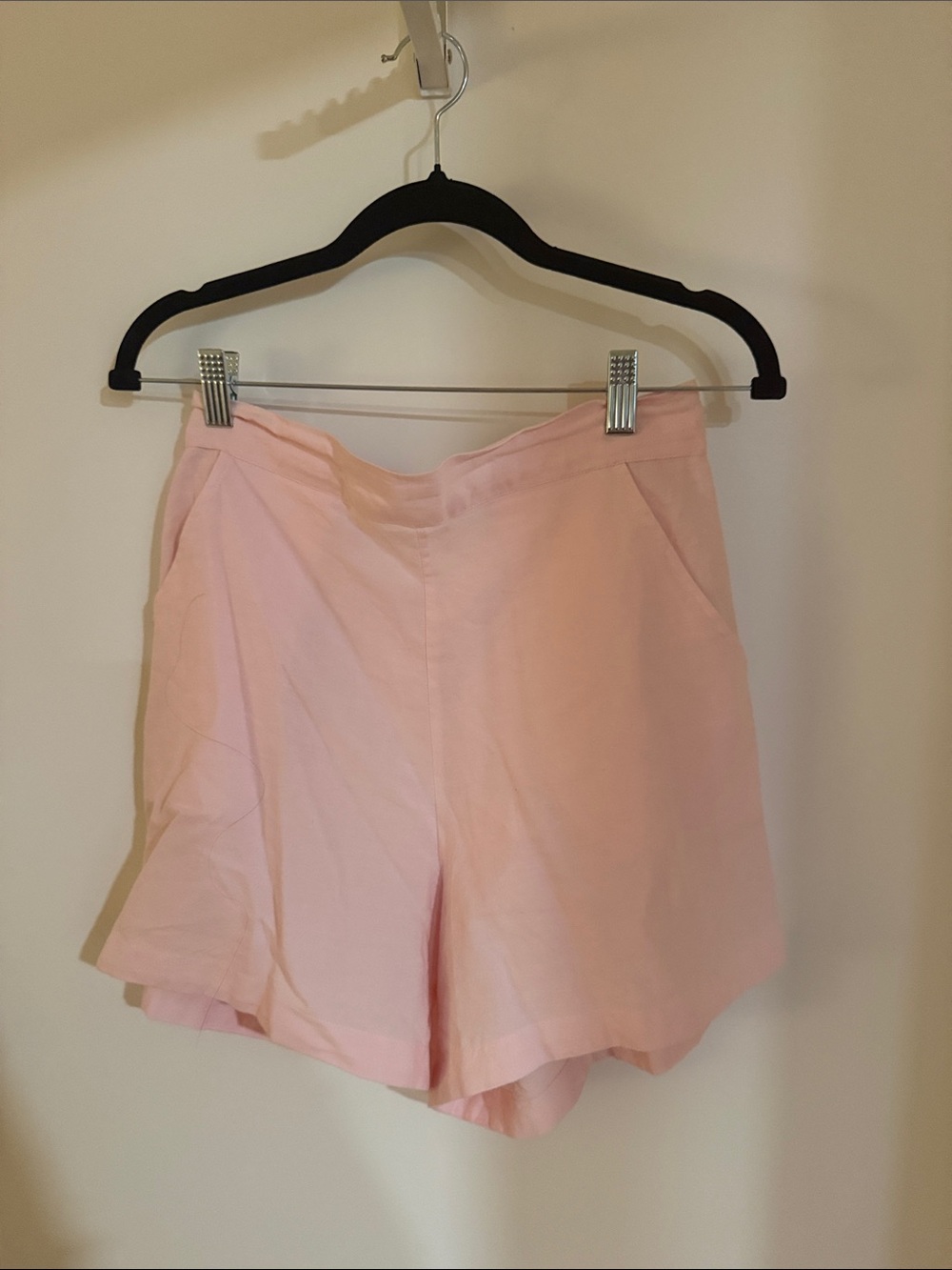 High-Waist Light Pink Tailored Bermuda Shorts